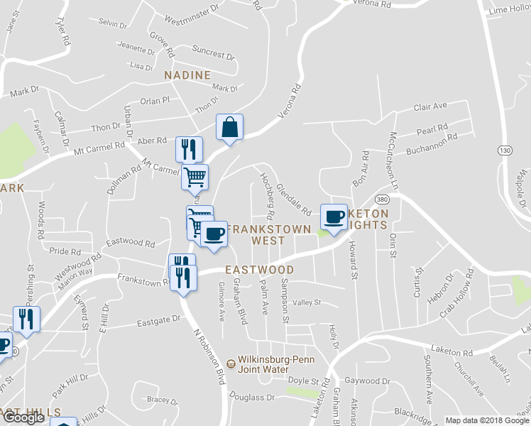 map of restaurants, bars, coffee shops, grocery stores, and more near 200 Hochberg Road in Pittsburgh