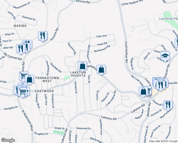 map of restaurants, bars, coffee shops, grocery stores, and more near 80 Orin Street in Pittsburgh