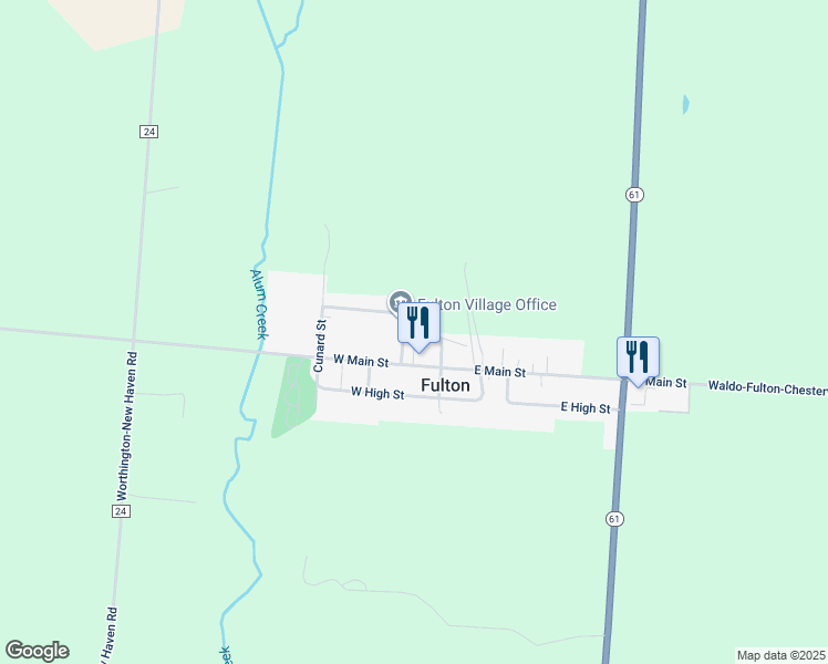 map of restaurants, bars, coffee shops, grocery stores, and more near 210 William Street in Fulton