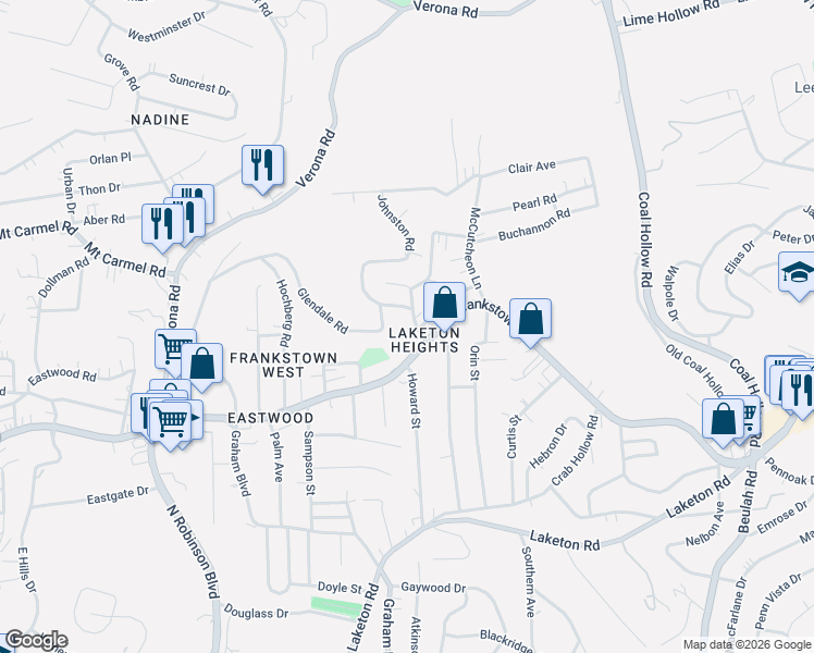 map of restaurants, bars, coffee shops, grocery stores, and more near 9822 Glendale Road in Pittsburgh