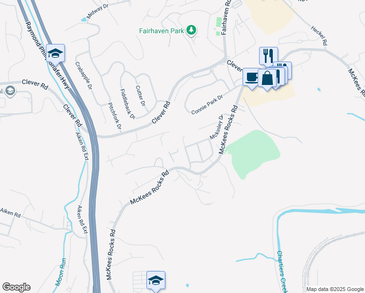 map of restaurants, bars, coffee shops, grocery stores, and more near 22 Truman Circle in McKees Rocks