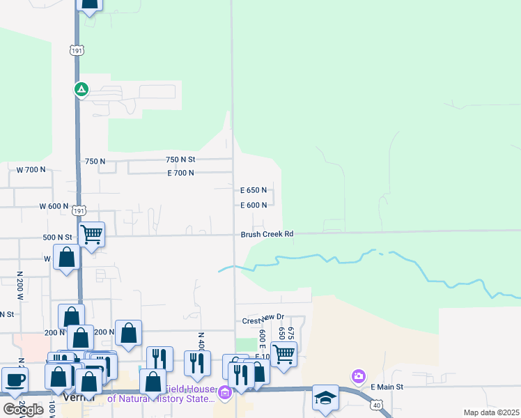 map of restaurants, bars, coffee shops, grocery stores, and more near 590 East 600 North in Vernal