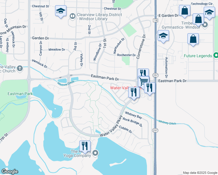 map of restaurants, bars, coffee shops, grocery stores, and more near 1360 Saginaw Pointe Drive in Windsor