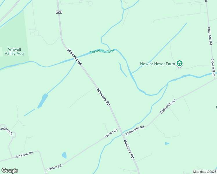 map of restaurants, bars, coffee shops, grocery stores, and more near 90 Manners Road in East Amwell Township