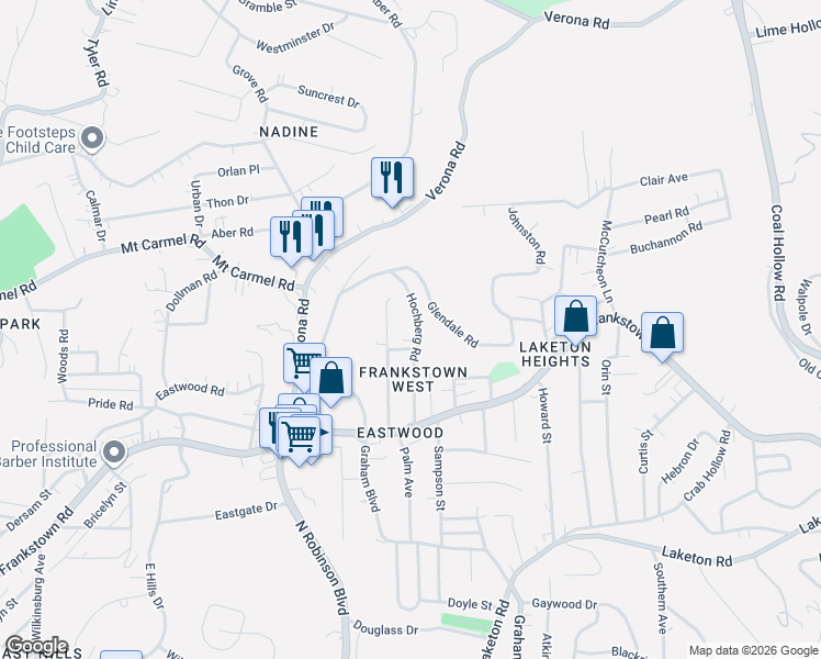 map of restaurants, bars, coffee shops, grocery stores, and more near 200 Hochberg Road in Pittsburgh