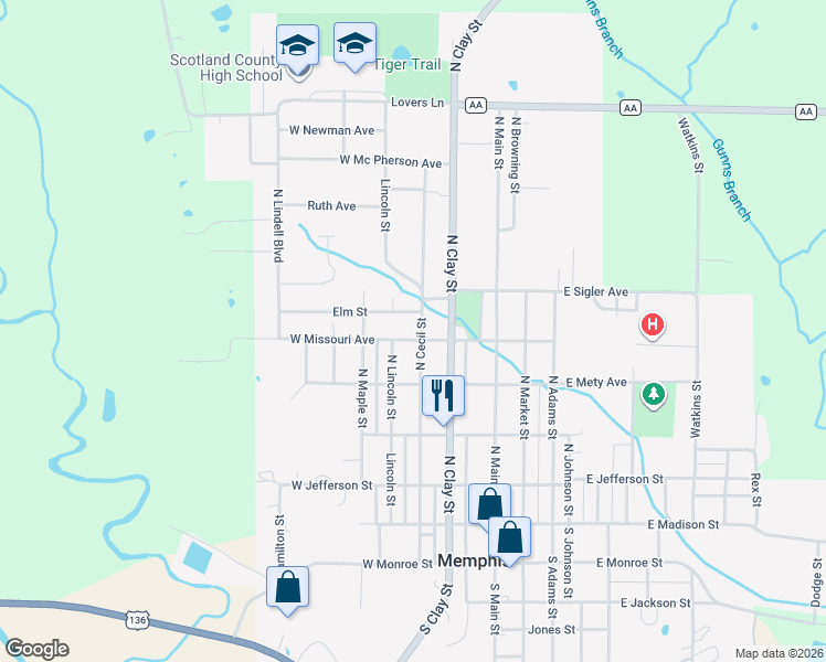 map of restaurants, bars, coffee shops, grocery stores, and more near 401-499 N Cecil St in Memphis