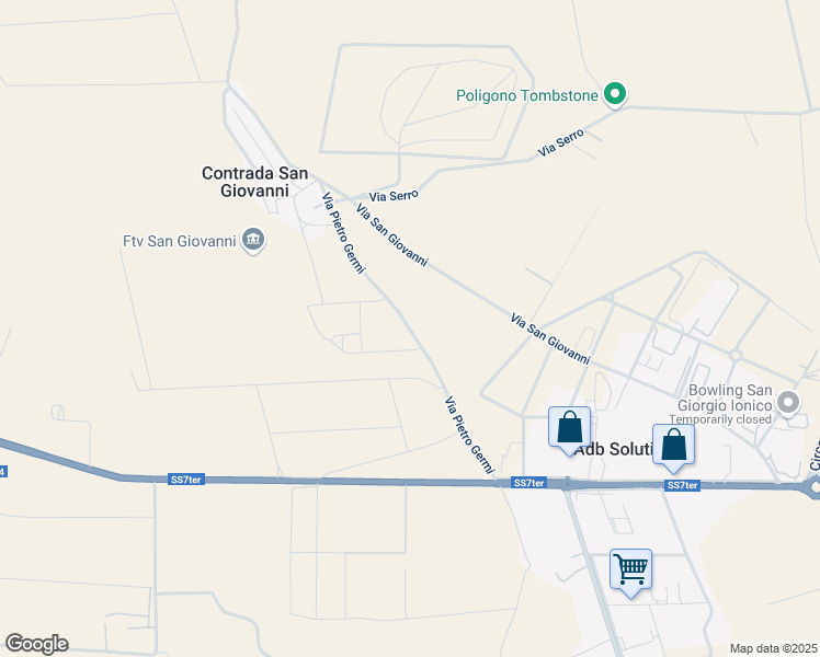 map of restaurants, bars, coffee shops, grocery stores, and more near 3 Via Pietro Germi in Provincia di Taranto