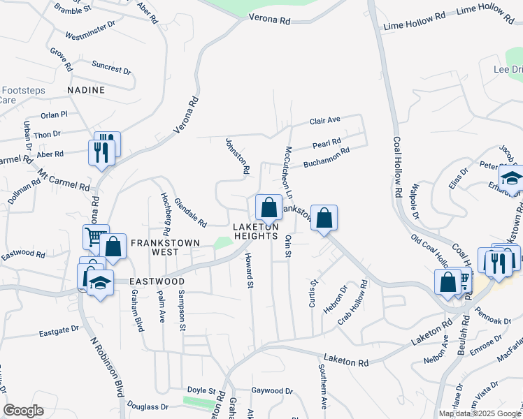 map of restaurants, bars, coffee shops, grocery stores, and more near 333 Bon Air Road in Pittsburgh