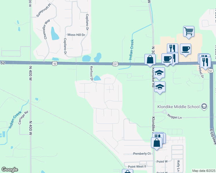 map of restaurants, bars, coffee shops, grocery stores, and more near 3216 Kildaire Drive in West Lafayette