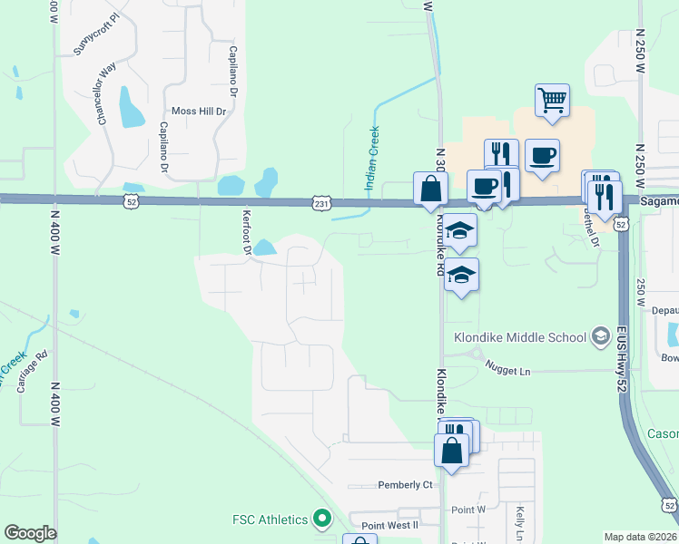 map of restaurants, bars, coffee shops, grocery stores, and more near 3201 Morallion Court in West Lafayette