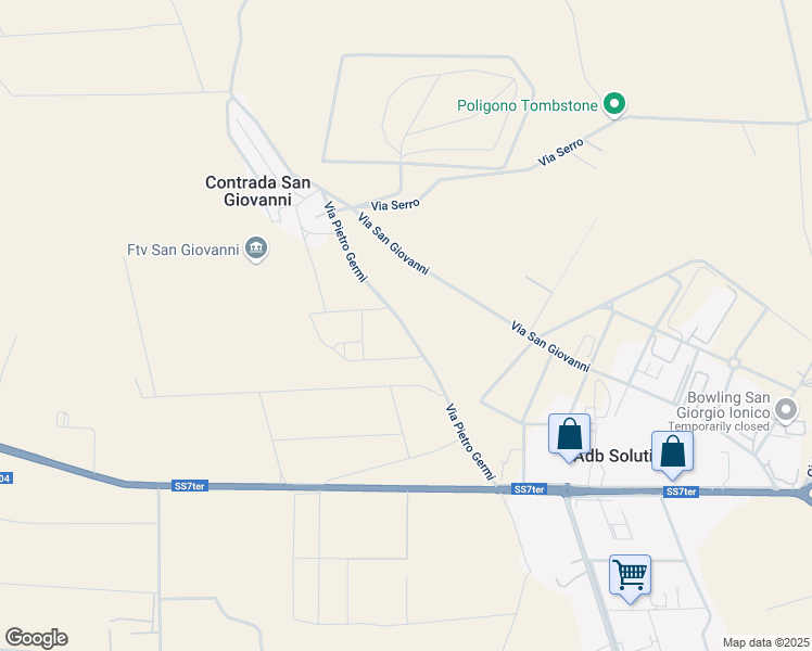 map of restaurants, bars, coffee shops, grocery stores, and more near 3 Via Pietro Germi in Provincia di Taranto