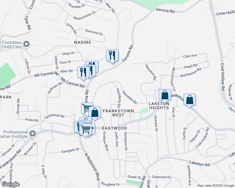 map of restaurants, bars, coffee shops, grocery stores, and more near 9209 Florida Avenue in Pittsburgh
