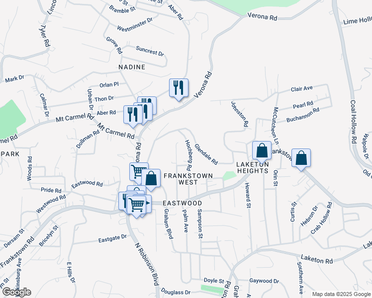 map of restaurants, bars, coffee shops, grocery stores, and more near 9209 Florida Avenue in Pittsburgh