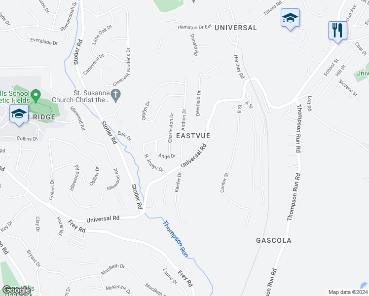 map of restaurants, bars, coffee shops, grocery stores, and more near 137 Anthon Drive in Pittsburgh