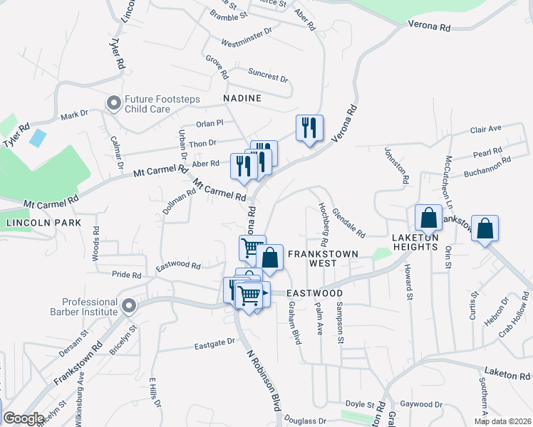 map of restaurants, bars, coffee shops, grocery stores, and more near 441 Hochberg Road in Pittsburgh