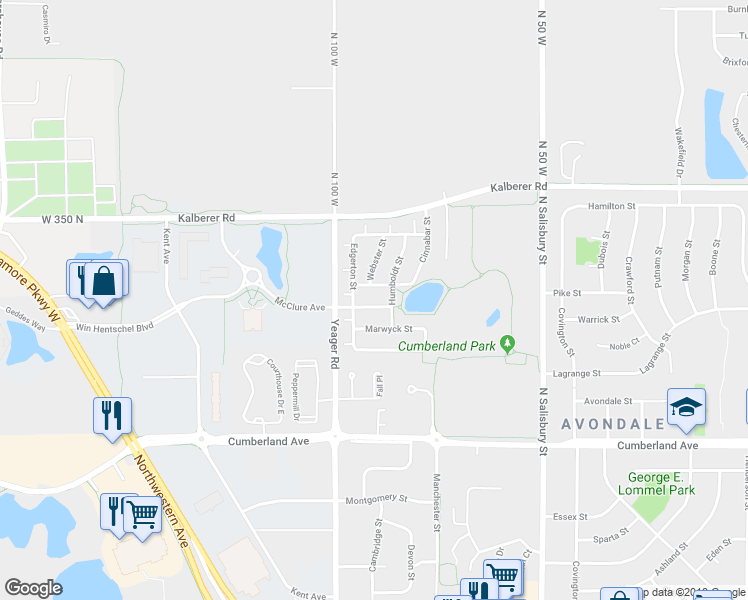 map of restaurants, bars, coffee shops, grocery stores, and more near 1044 Roxboro Street in West Lafayette