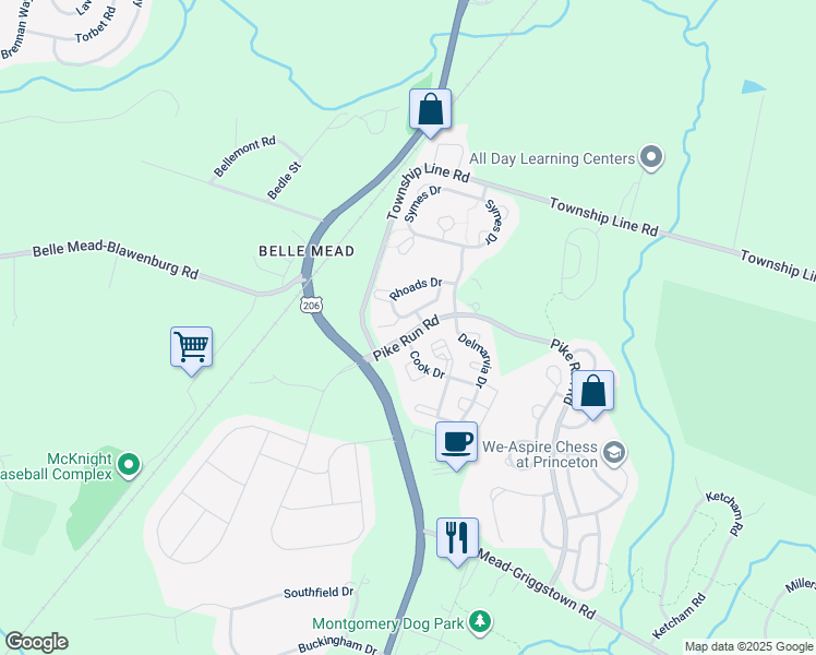 map of restaurants, bars, coffee shops, grocery stores, and more near 201 Tomahawk Court in Montgomery