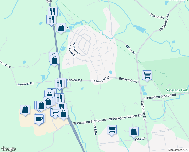 map of restaurants, bars, coffee shops, grocery stores, and more near 4 Gaslight Place in Quakertown
