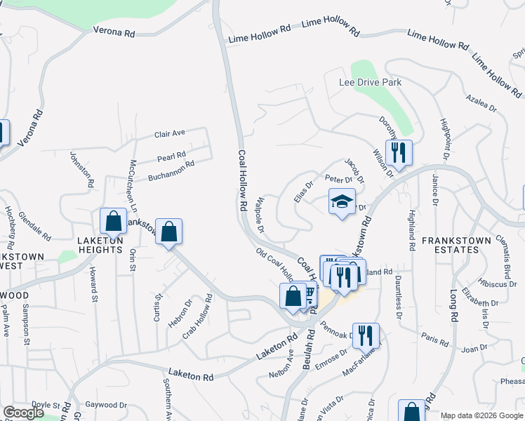 map of restaurants, bars, coffee shops, grocery stores, and more near 347 Elias Drive in Pittsburgh