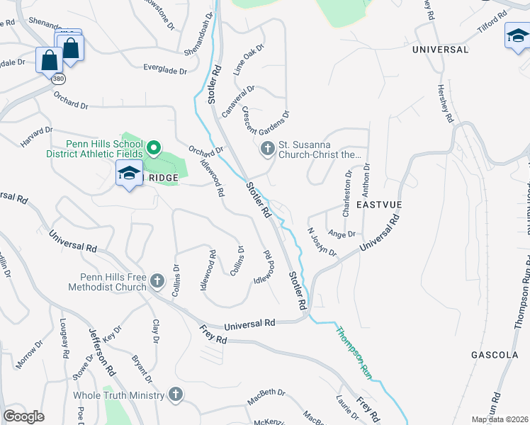 map of restaurants, bars, coffee shops, grocery stores, and more near 35 Stotler Road in Allegheny County