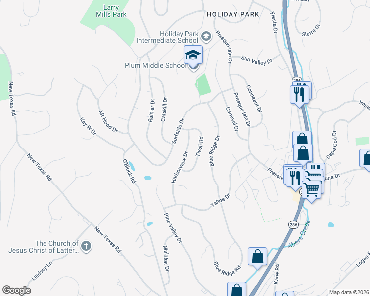 map of restaurants, bars, coffee shops, grocery stores, and more near 614 Harborview Drive in Pittsburgh