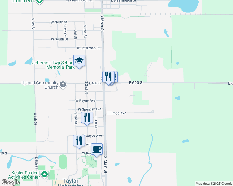 map of restaurants, bars, coffee shops, grocery stores, and more near 120 Hope Drive in Upland
