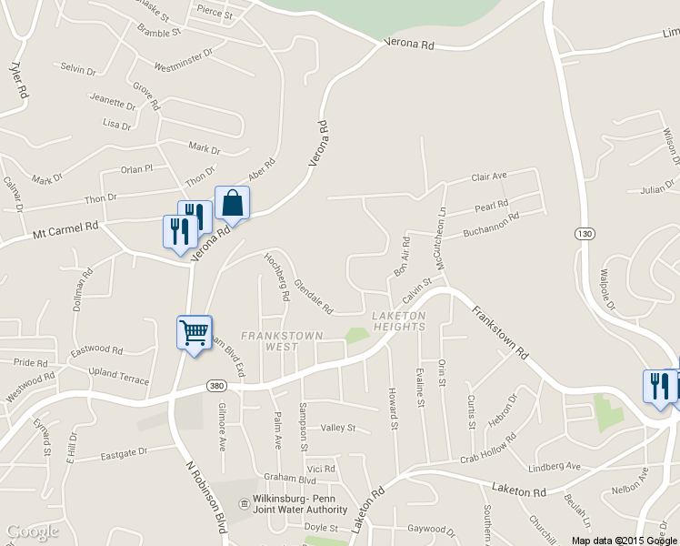 map of restaurants, bars, coffee shops, grocery stores, and more near 204 Johnston Road in Pittsburgh