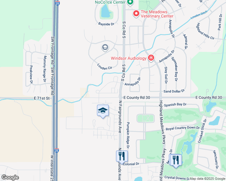 map of restaurants, bars, coffee shops, grocery stores, and more near 8412 Cromwell Drive in Windsor