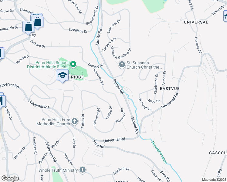 map of restaurants, bars, coffee shops, grocery stores, and more near 35 Stotler Road in Penn Hills