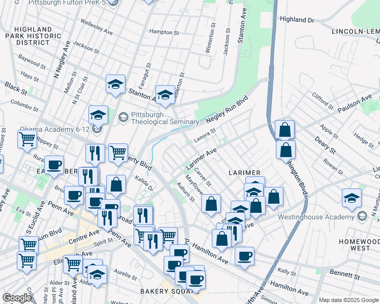 map of restaurants, bars, coffee shops, grocery stores, and more near 188 Pace Way in Pittsburgh
