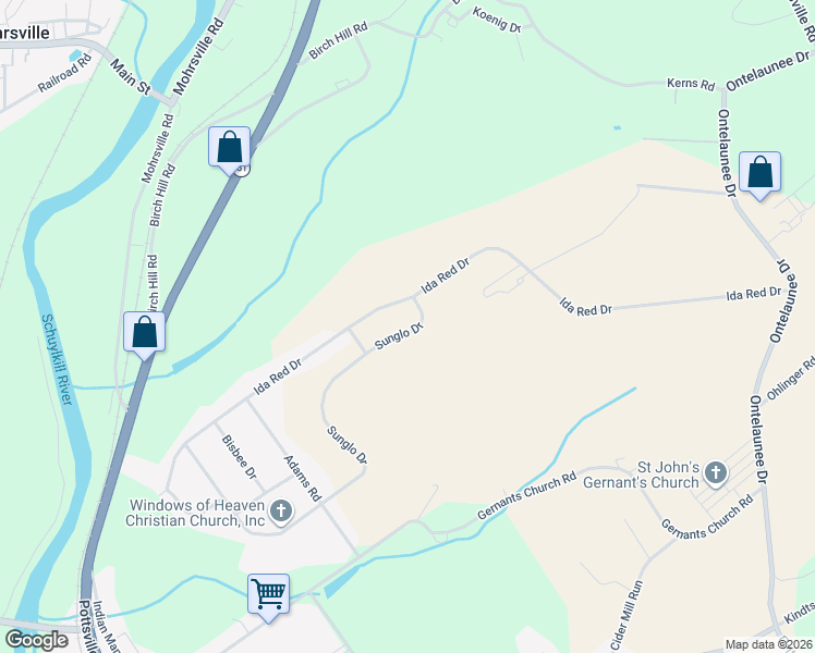 map of restaurants, bars, coffee shops, grocery stores, and more near 20 Adams Road in Leesport