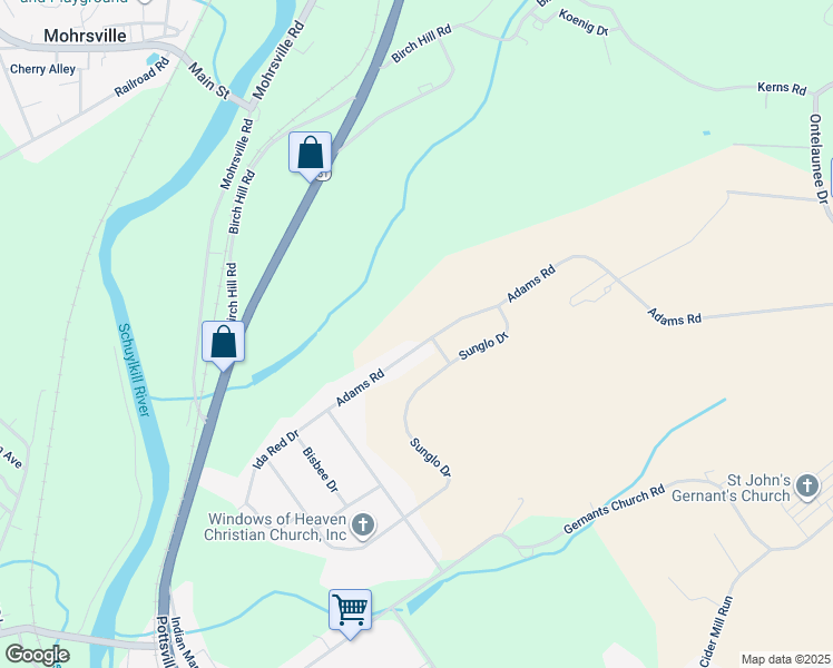 map of restaurants, bars, coffee shops, grocery stores, and more near 229 Ida Red Drive in Leesport
