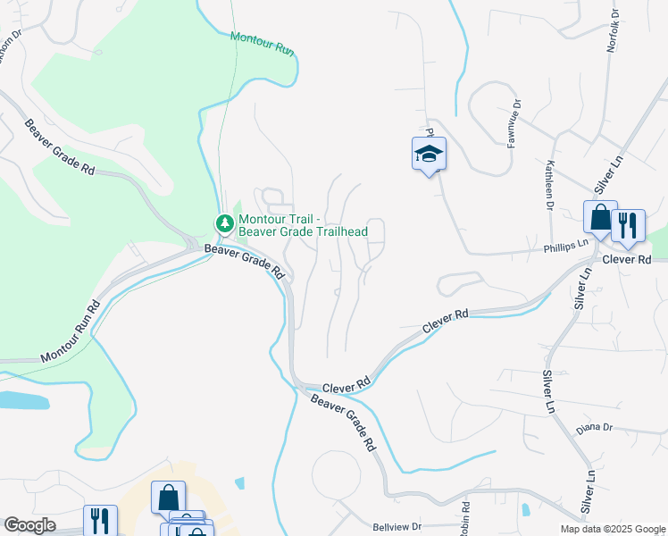 map of restaurants, bars, coffee shops, grocery stores, and more near 1621 Ventana Drive in Coraopolis