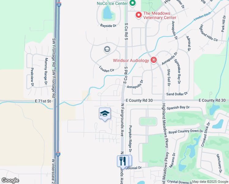 map of restaurants, bars, coffee shops, grocery stores, and more near 8412 Cromwell Drive in Windsor