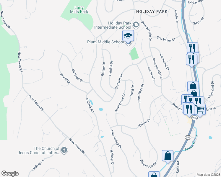 map of restaurants, bars, coffee shops, grocery stores, and more near 640 Surfside Drive in Pittsburgh