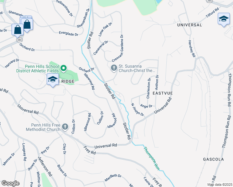 map of restaurants, bars, coffee shops, grocery stores, and more near 167 Bale Drive in Penn Hills