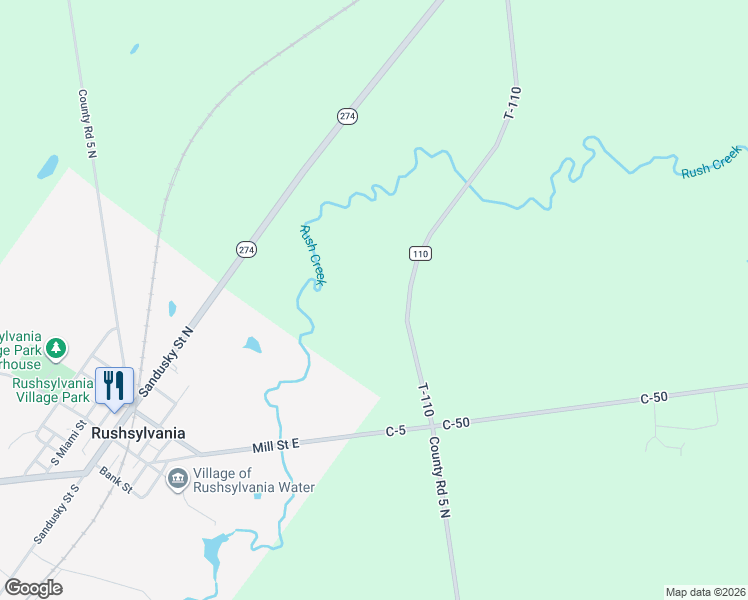 map of restaurants, bars, coffee shops, grocery stores, and more near in Rushsylvania