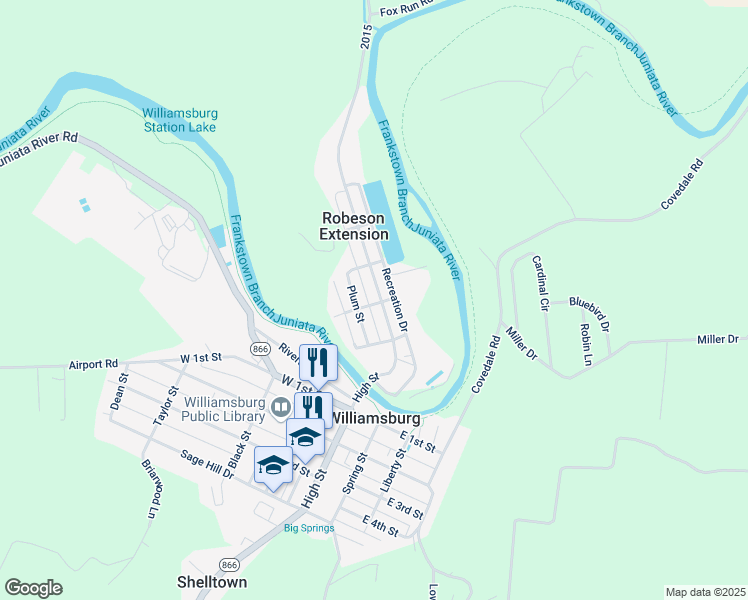 map of restaurants, bars, coffee shops, grocery stores, and more near 901-999 High Street in Williamsburg