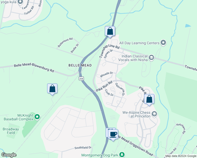 map of restaurants, bars, coffee shops, grocery stores, and more near 201 Tomahawk Court in Montgomery