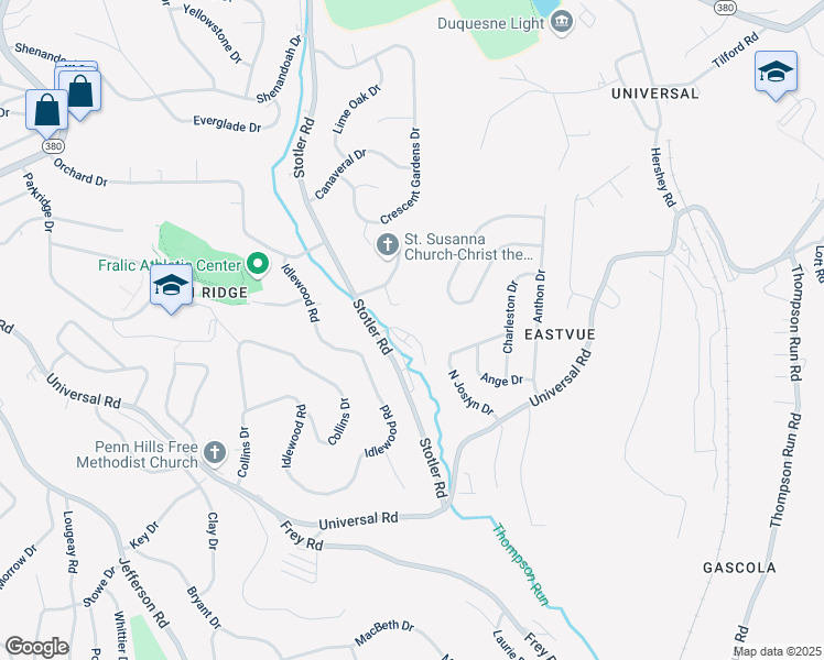map of restaurants, bars, coffee shops, grocery stores, and more near 167 Bale Drive in Penn Hills
