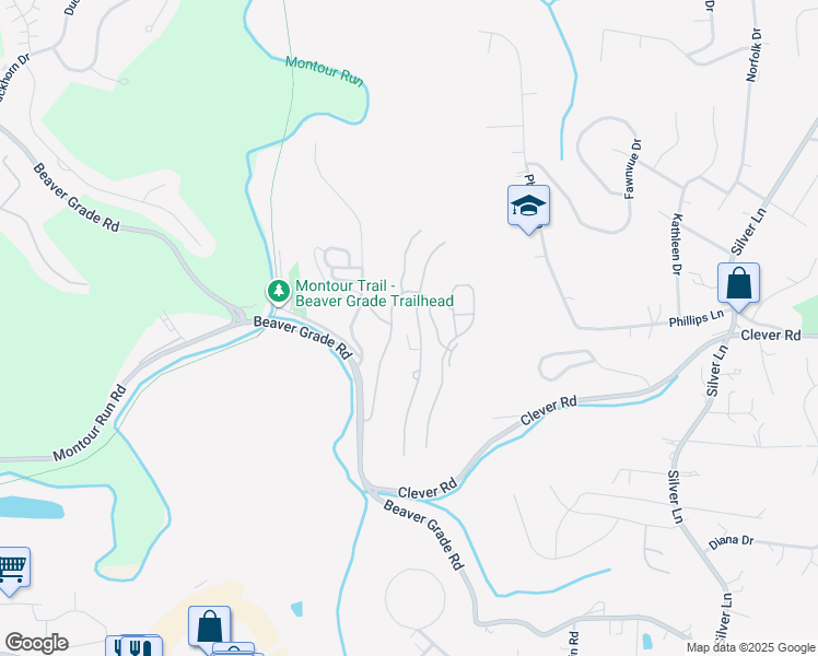 map of restaurants, bars, coffee shops, grocery stores, and more near 1621 Ventana Drive in Coraopolis