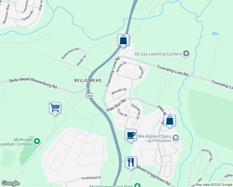 map of restaurants, bars, coffee shops, grocery stores, and more near 503 Rhoads Drive in Montgomery