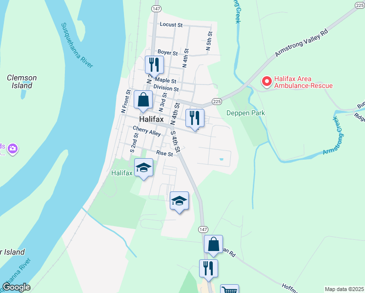 map of restaurants, bars, coffee shops, grocery stores, and more near 423 Market Street in Halifax