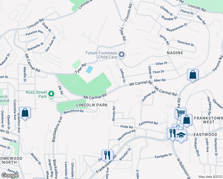 map of restaurants, bars, coffee shops, grocery stores, and more near 7735 Mount Carmel Road in Verona