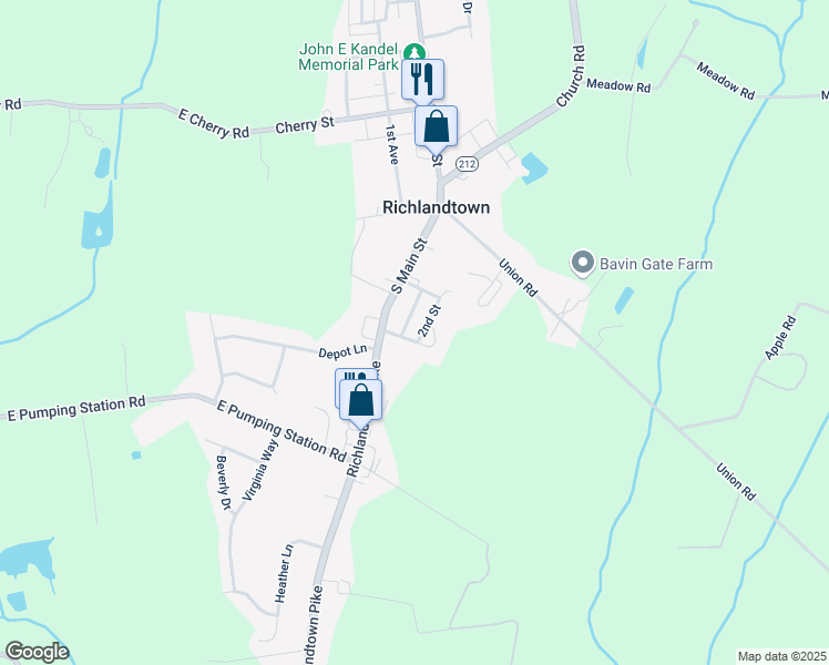 map of restaurants, bars, coffee shops, grocery stores, and more near 57 Maple Street in Richlandtown