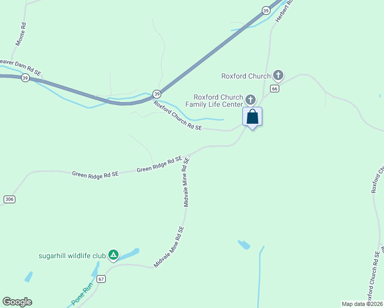 map of restaurants, bars, coffee shops, grocery stores, and more near 610 Midvale Mine Rd SE in Dennison