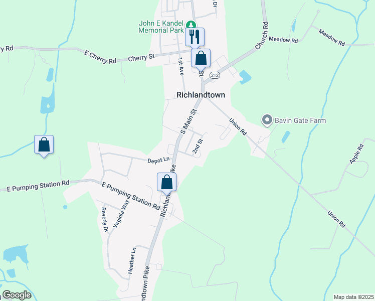 map of restaurants, bars, coffee shops, grocery stores, and more near 53 Maple Street in Richlandtown