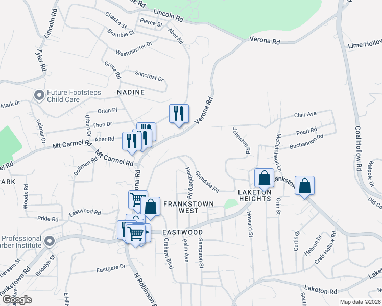 map of restaurants, bars, coffee shops, grocery stores, and more near 401 Hochberg Road in Pittsburgh
