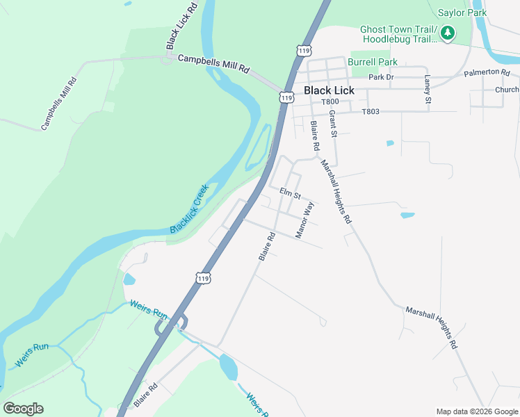 map of restaurants, bars, coffee shops, grocery stores, and more near 32 Chestnut Street in Blairsville