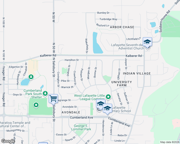 map of restaurants, bars, coffee shops, grocery stores, and more near 3367 Boone Street in West Lafayette
